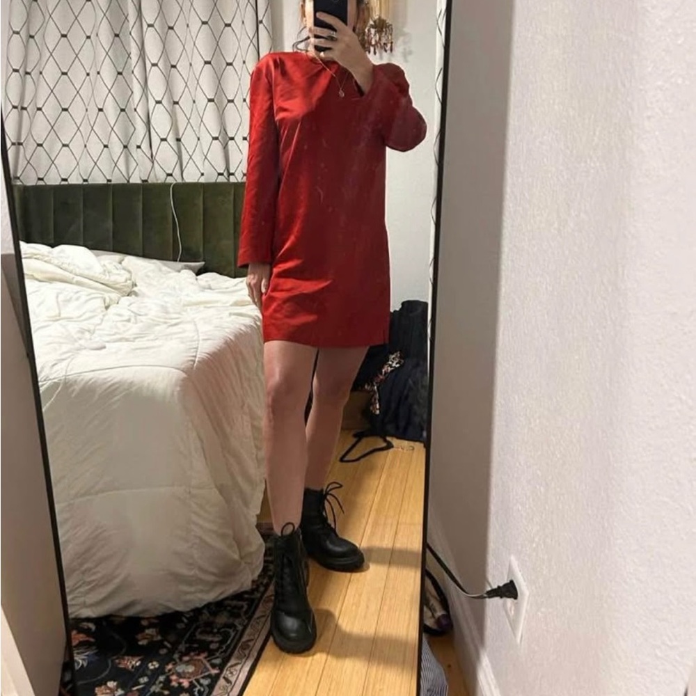 Zara Vibrant Red Long Sleeve Dress